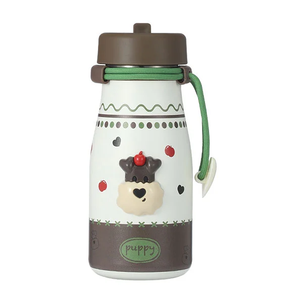 ステンレス牛乳瓶 ストロー付き